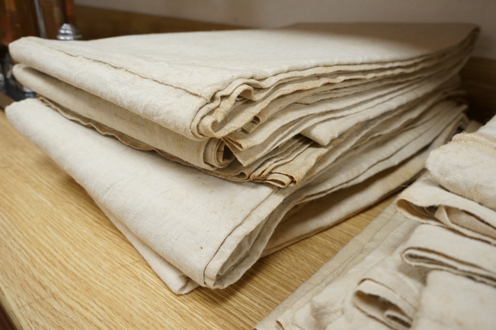 Nine coarse linen sheets